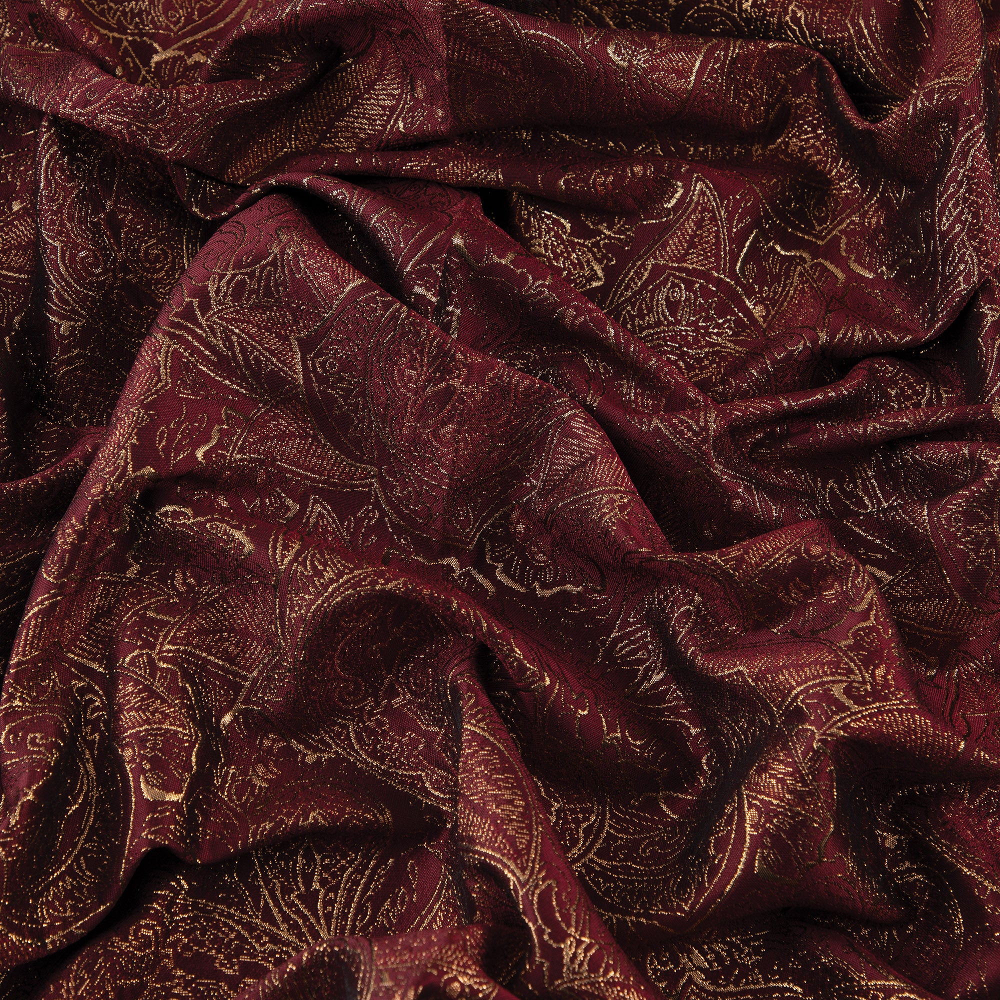Byzantine Brocade Fabric, Metallic Burgundy