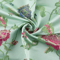 4 Seasons French Brocade Fabric, Floral, Mint