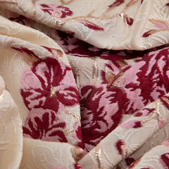 Floral Brocade, Ivory & Pink