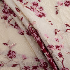 Floral Brocade, Ivory & Pink