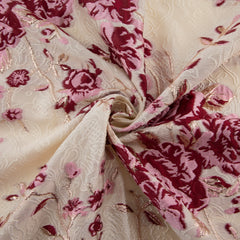 Floral Brocade, Ivory & Pink