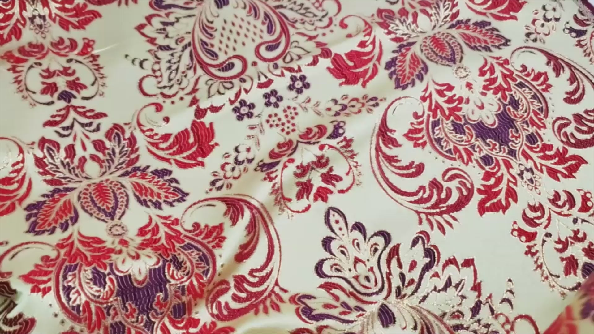 Duchesse Brocade Fabric, Gold & Red
