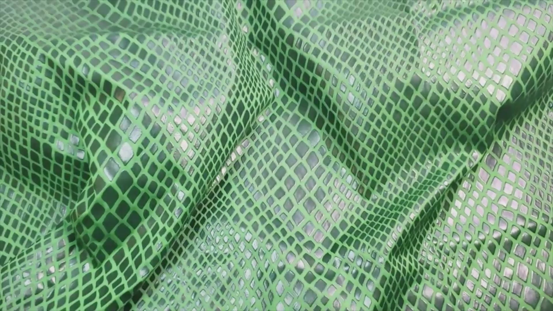 Stretch Fabric, Rubber Python Texture, Green