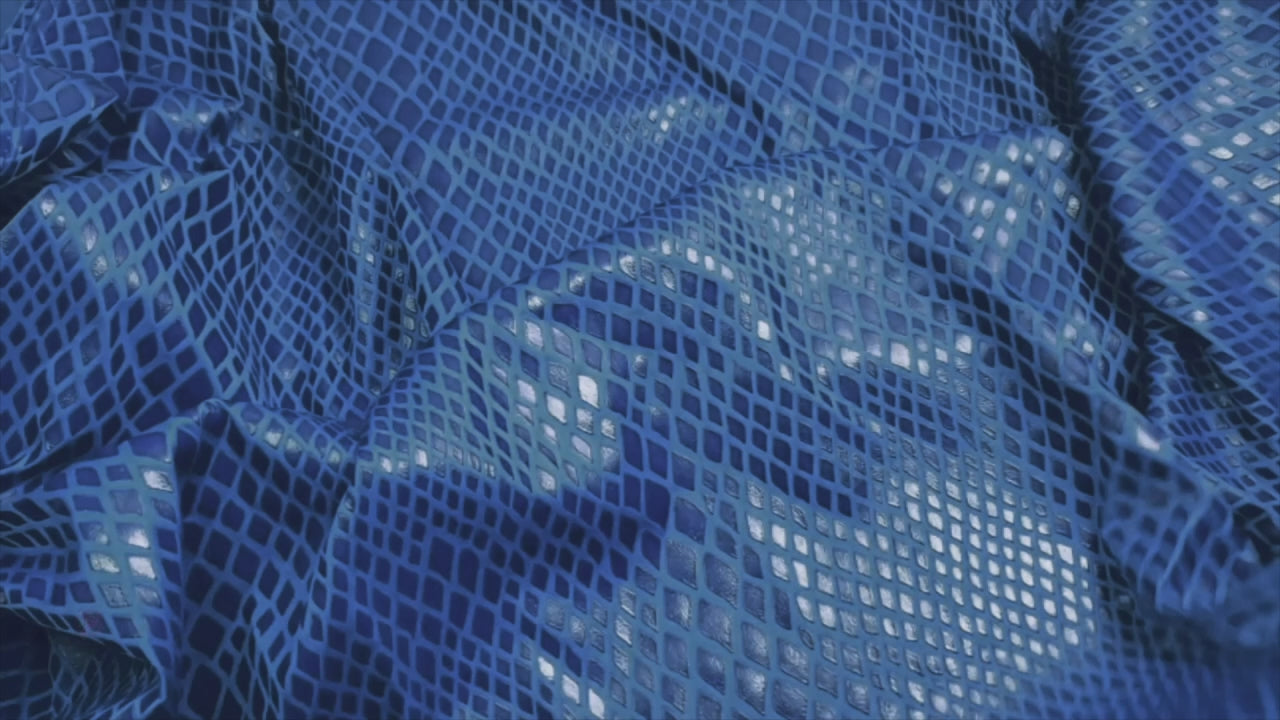 Stretch Fabric, Rubber Python Texture, Blue