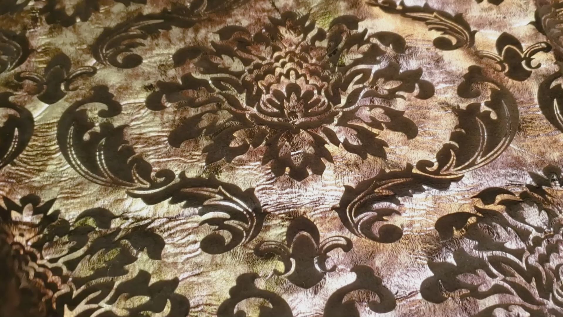 Floral Velour Fabric, Metallic Silver & Black