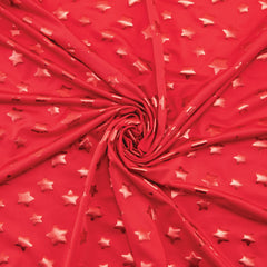 Stretch Fabric, Red Star Pattern, Red