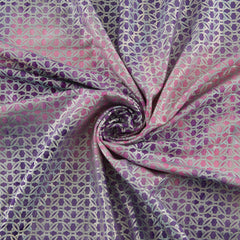 4-Way Stretch Fabric, Chainlink Silver Foiled, Pink & Purple