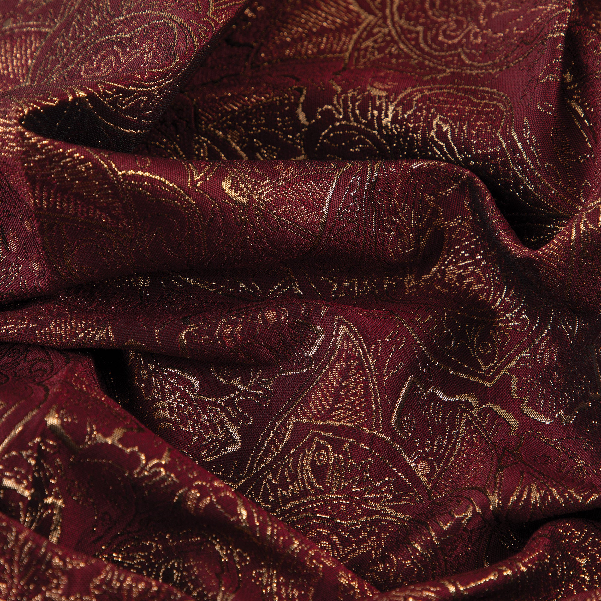 Byzantine Brocade Fabric, Metallic Burgundy