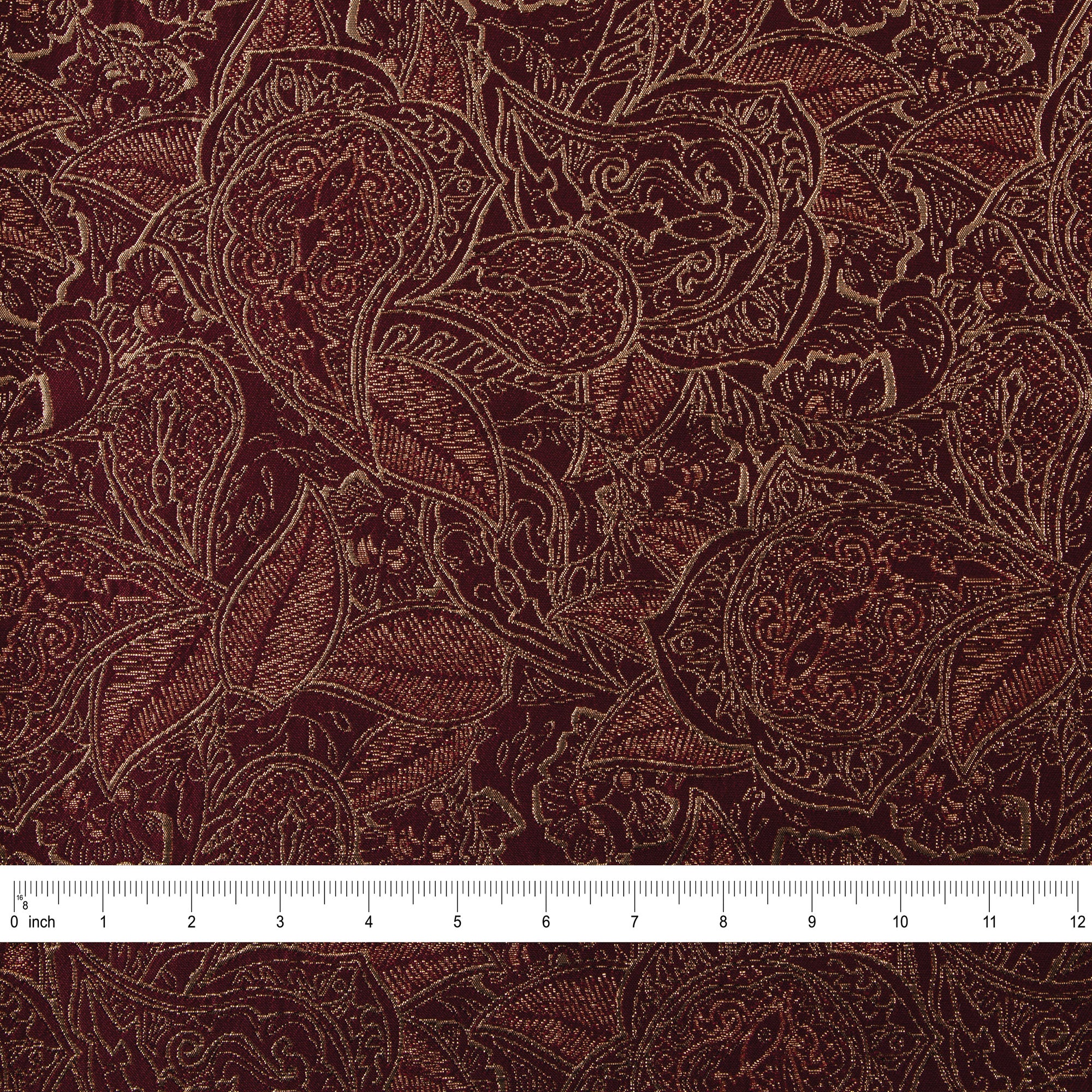 Byzantine Brocade Fabric, Metallic Burgundy