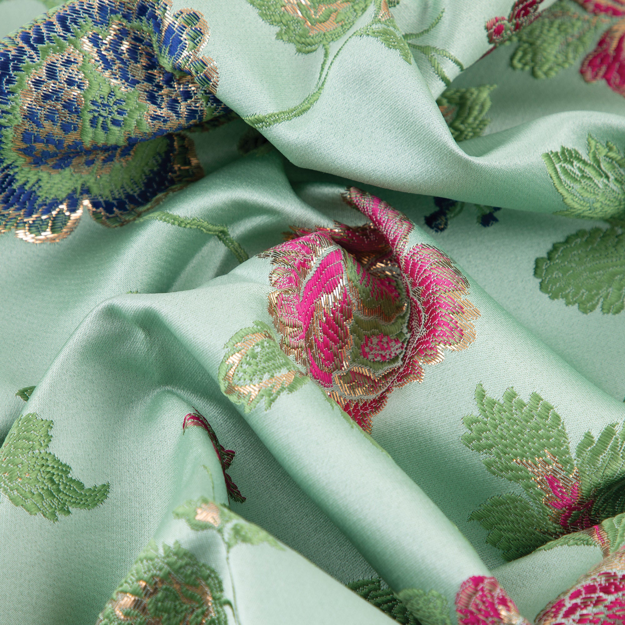 4 Seasons French Brocade Fabric, Floral, Mint