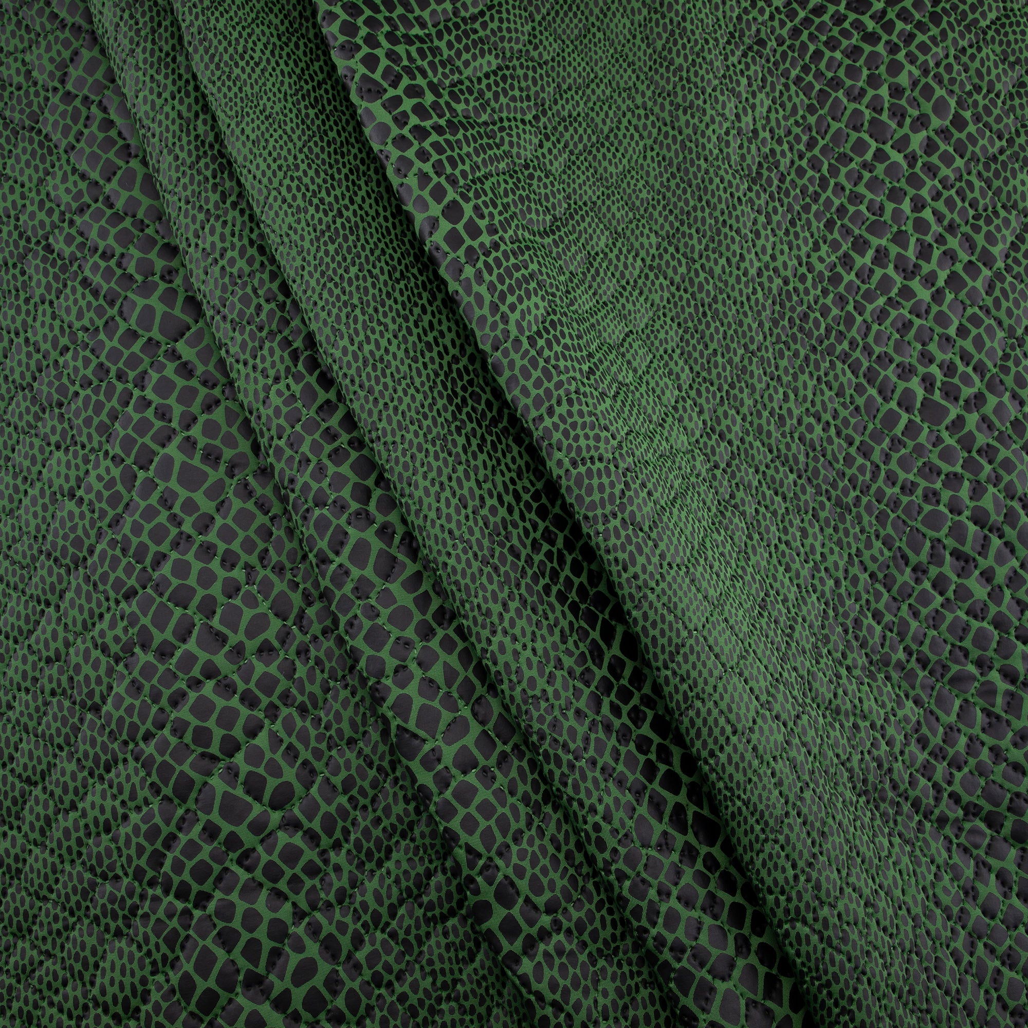 Quilted Fabric, Reptile Print, Green
