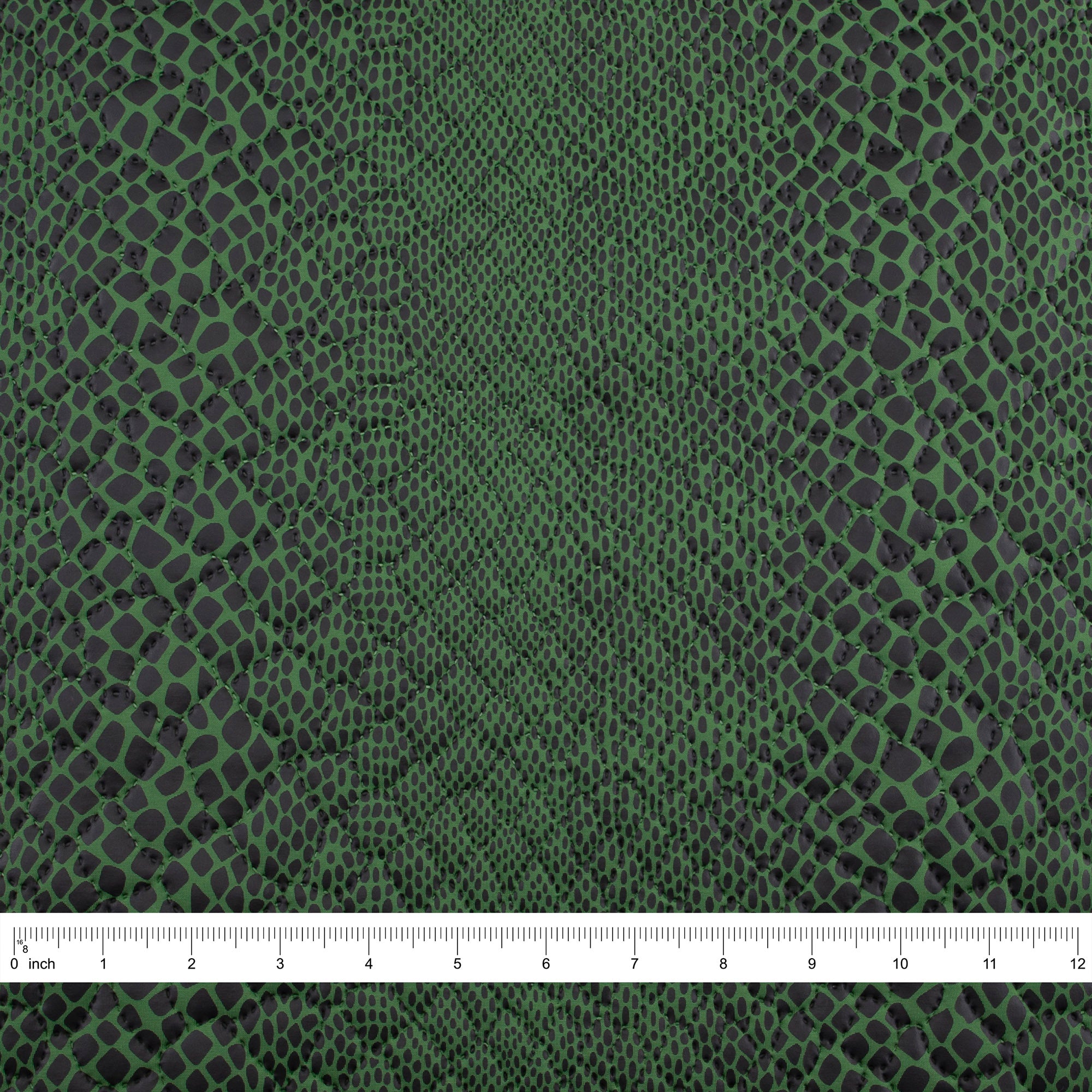 Quilted Fabric, Reptile Print, Green