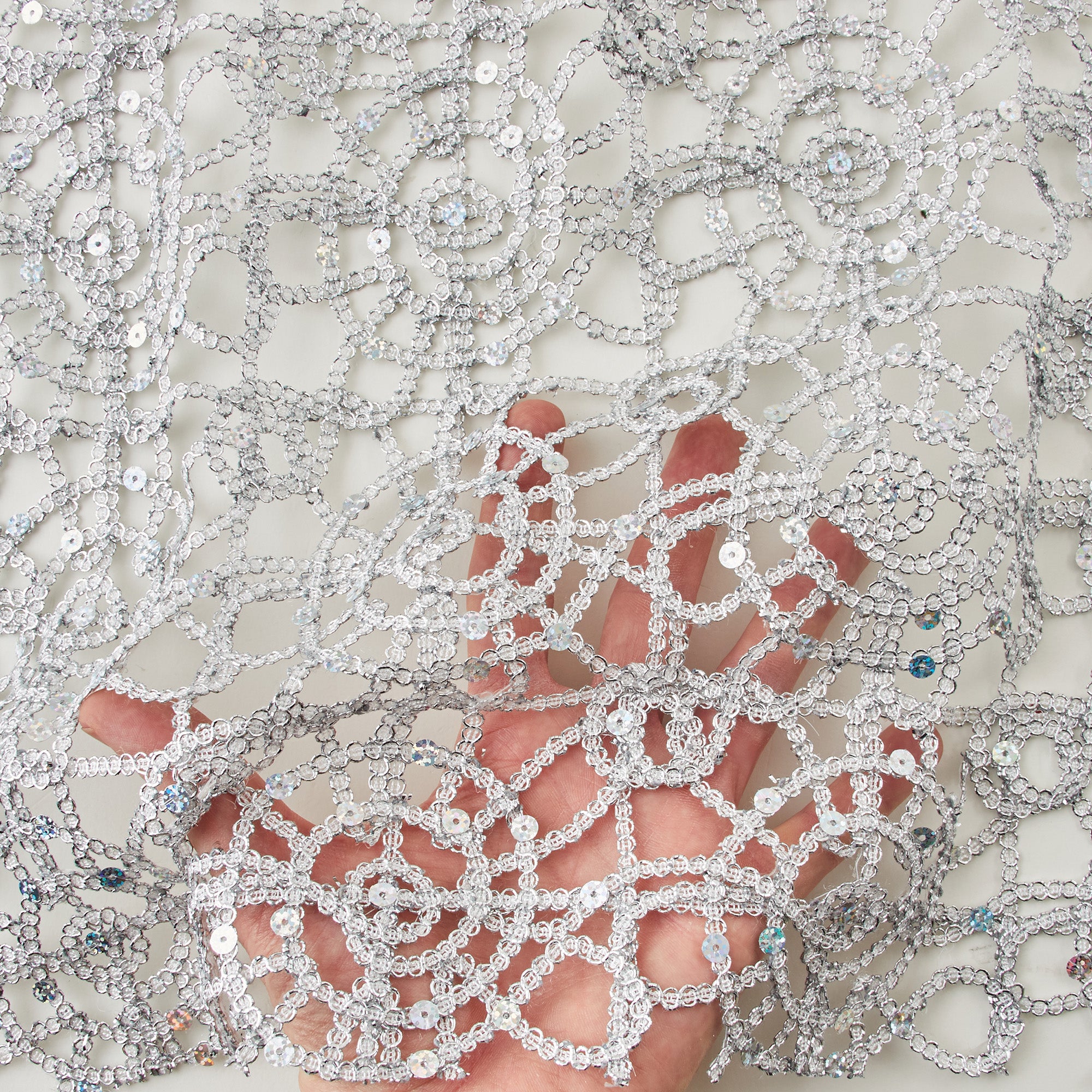Metallic Netting, Silver with Sequins