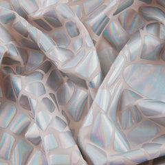 4-Way Stretch Fabric, Broken Glass Mirrored Foil, White