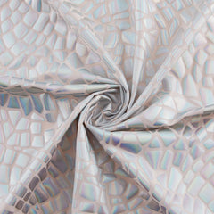 4-Way Stretch Fabric, Broken Glass Mirrored Foil, White