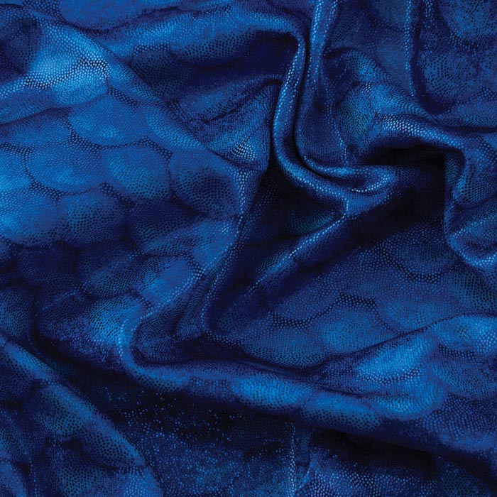 Stretch Fabric, Holographic Mermaid Scales, Blue