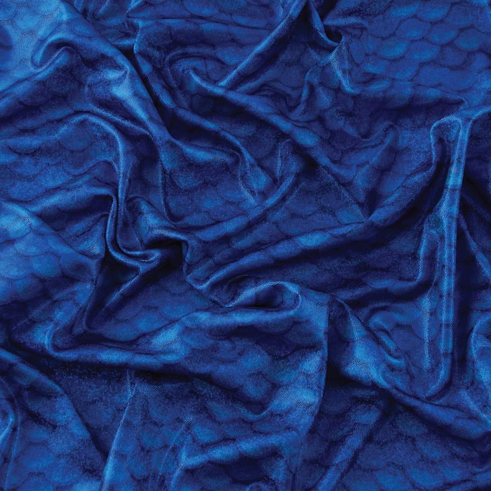 Stretch Fabric, Holographic Mermaid Scales, Blue