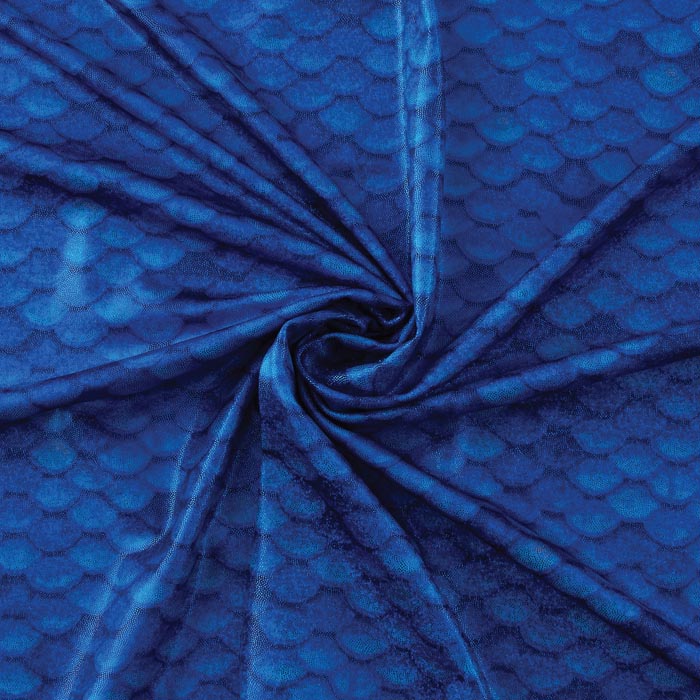 Stretch Fabric, Holographic Mermaid Scales, Blue