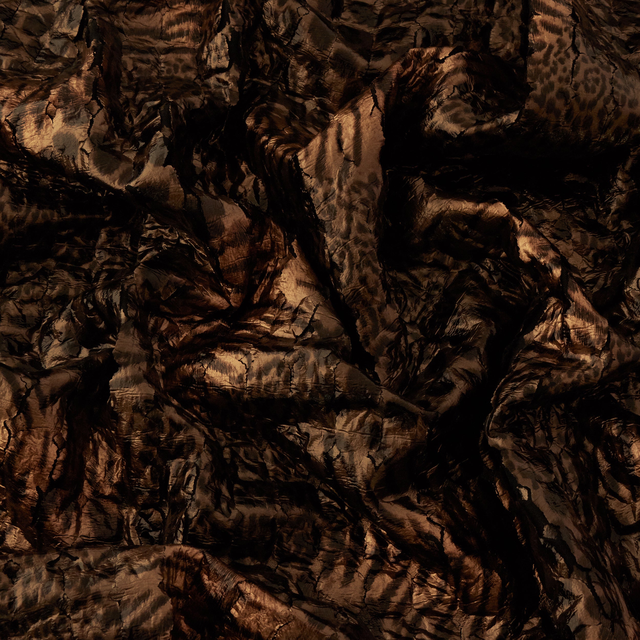 Quilted Fabric, Safari Animal Print, Shiny Brown & Black