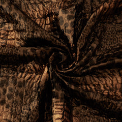 Quilted Fabric, Safari Animal Print, Shiny Brown & Black