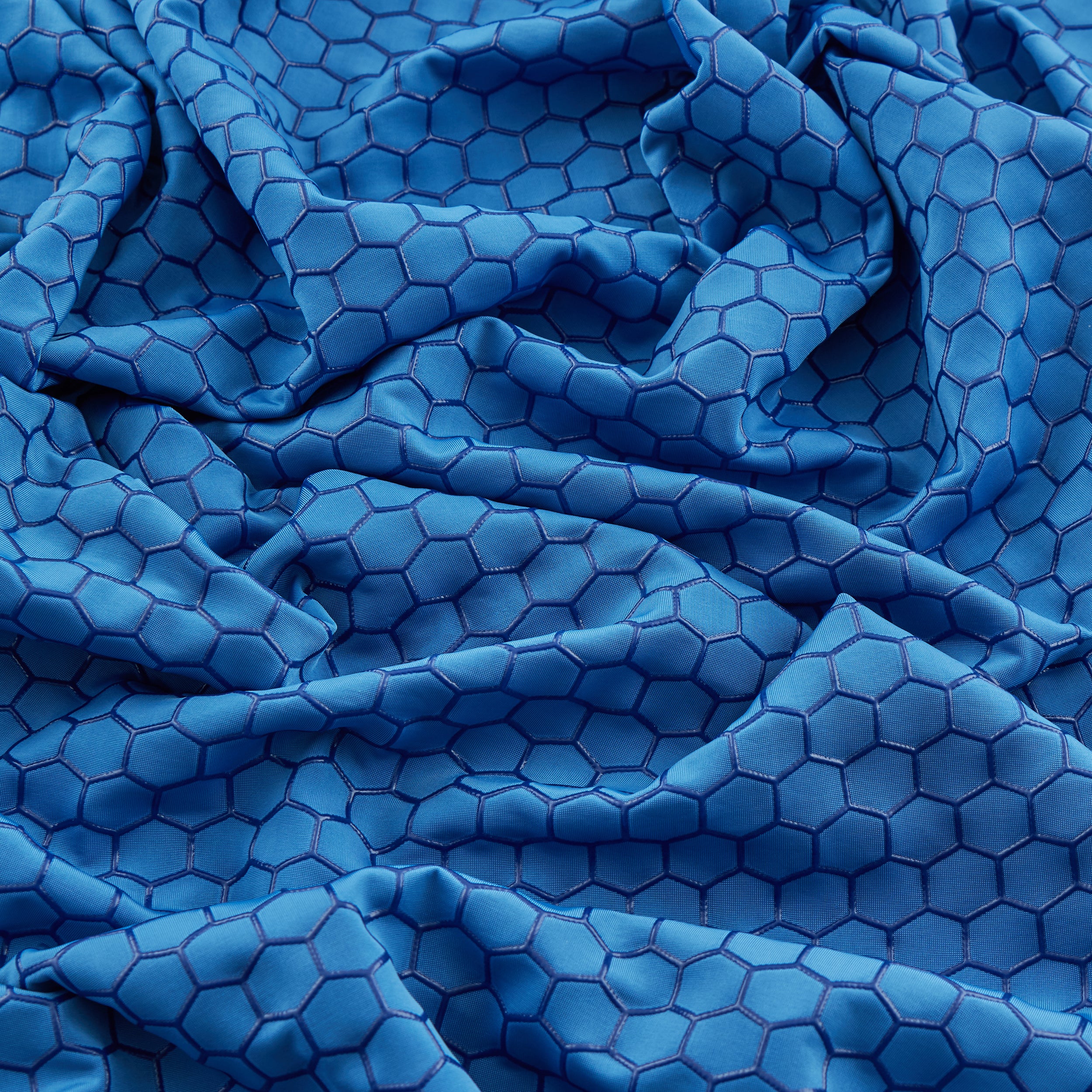 4-Way Stretch Fabric, Raised Honeycomb Print, Royal Blue