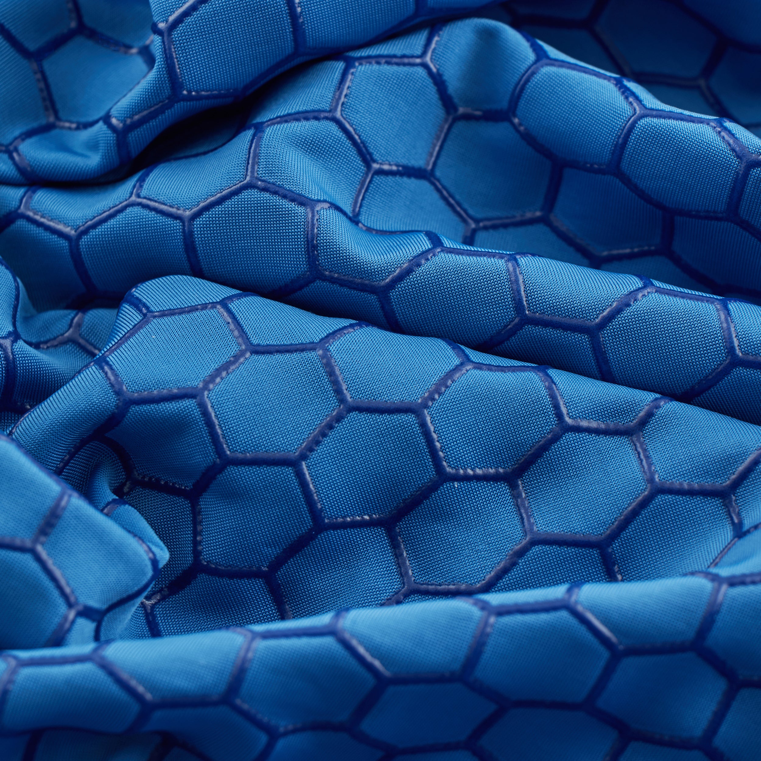 4-Way Stretch Fabric, Raised Honeycomb Print, Royal Blue