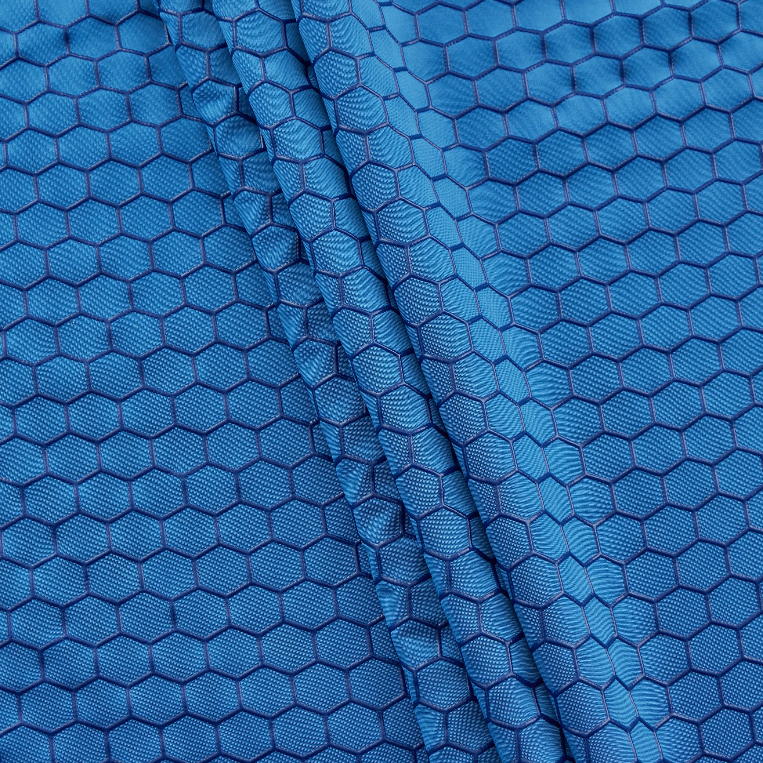 4-Way Stretch Fabric, Raised Honeycomb Print, Royal Blue