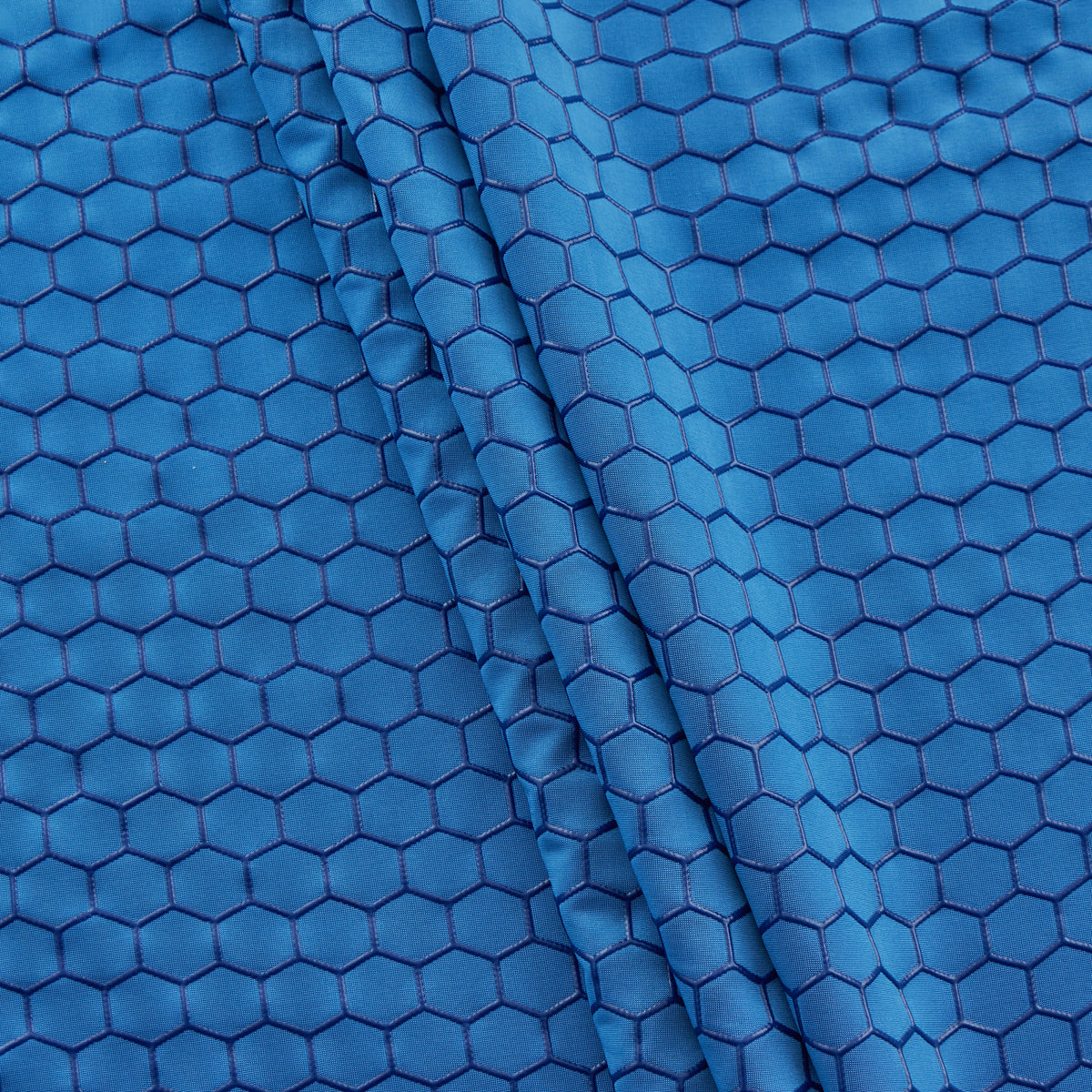 4-Way Stretch Fabric, Raised Honeycomb Print, Royal Blue