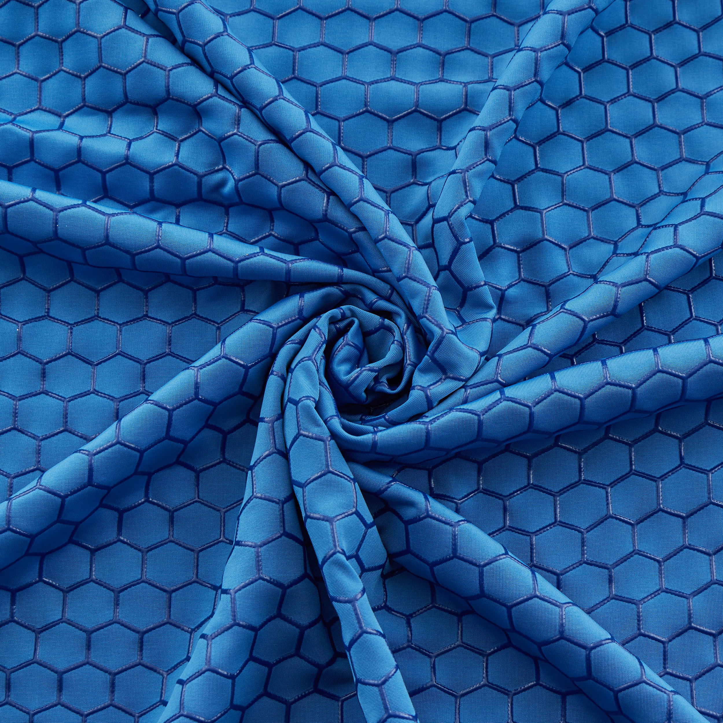 4-Way Stretch Fabric, Raised Honeycomb Print, Royal Blue