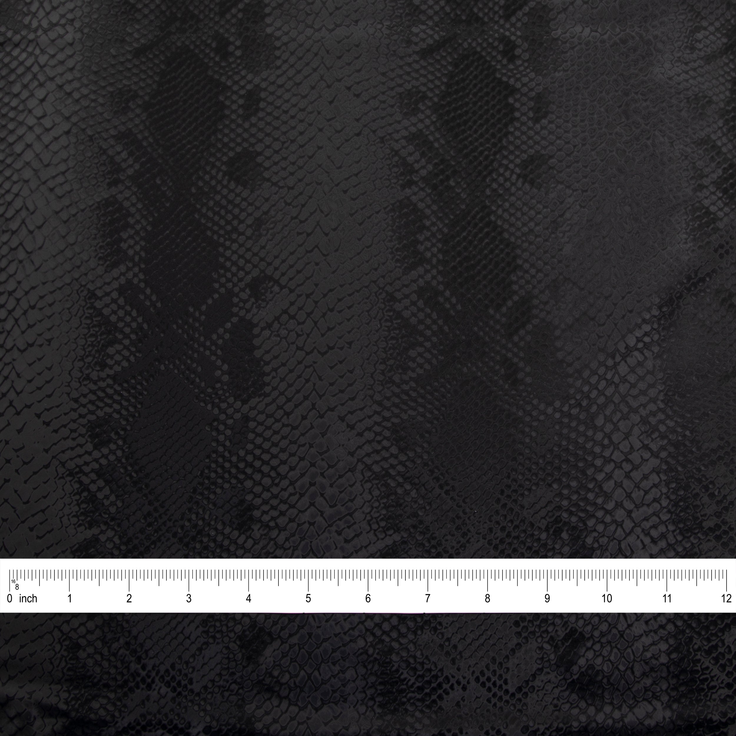Stretch Fabric, Shiny Snake Print, Black