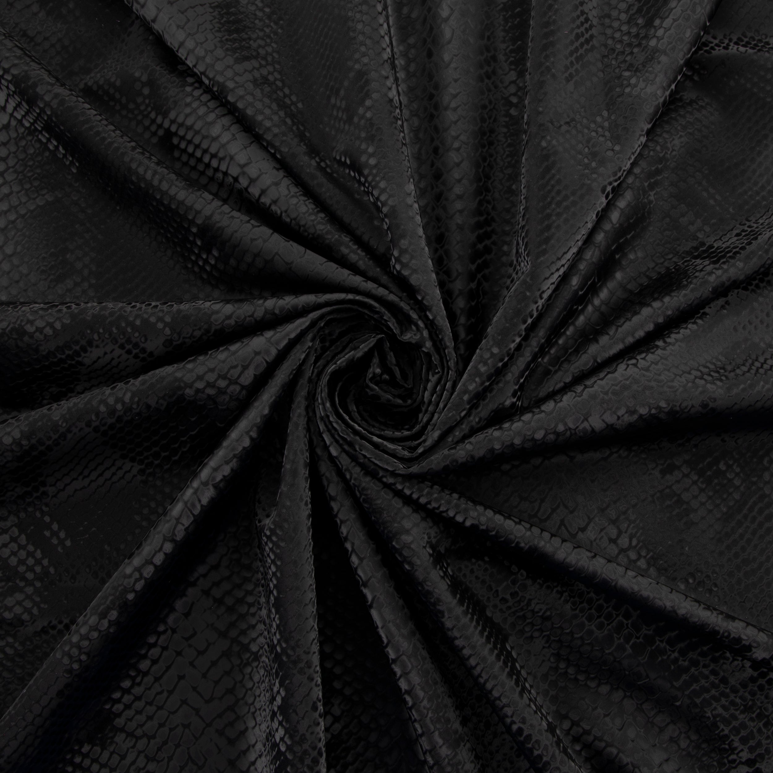 Stretch Fabric, Shiny Snake Print, Black