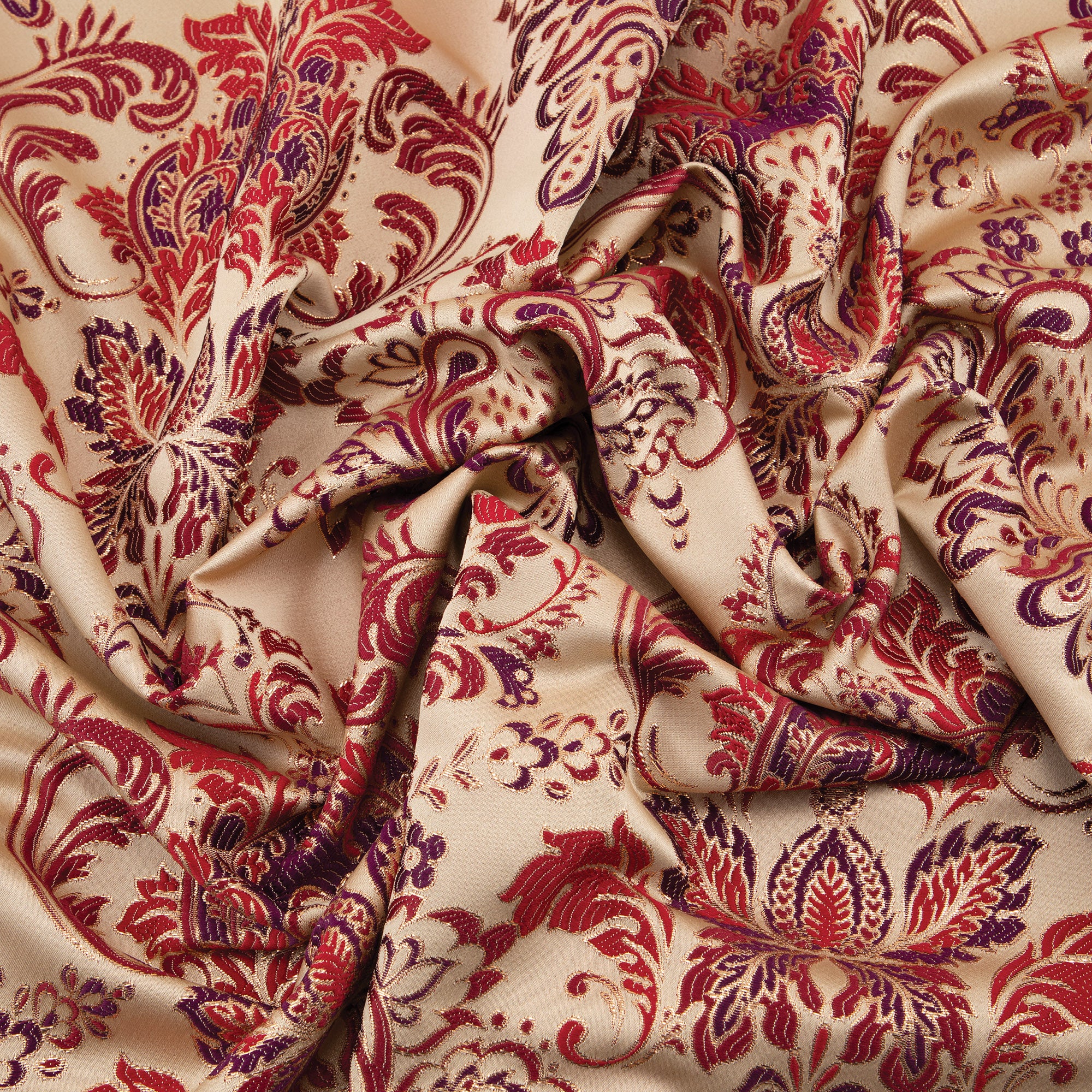 Duchesse Brocade Fabric, Gold & Red