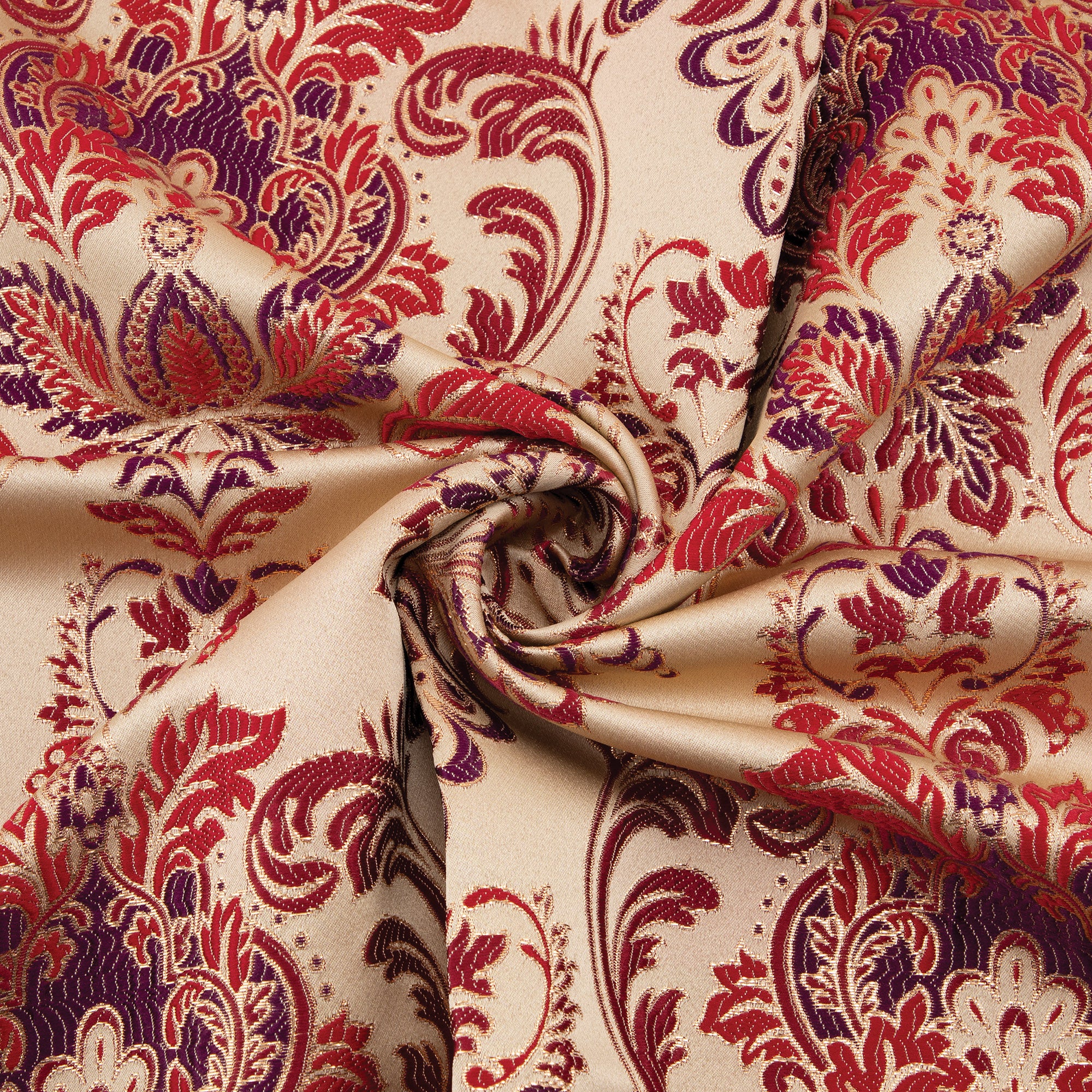 Duchesse Brocade Fabric, Gold & Red