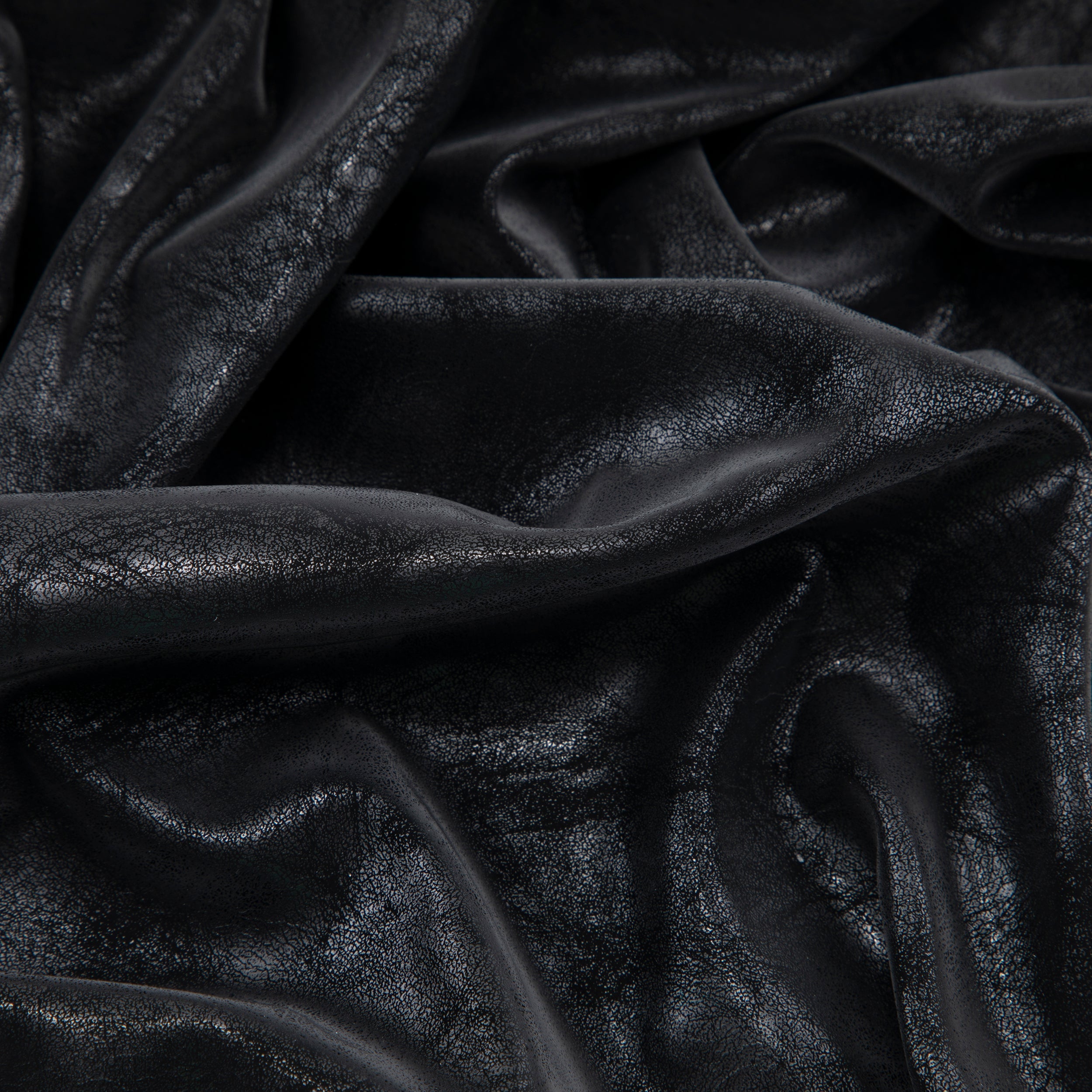 Stretch Pleather Fabric, Distressed Black