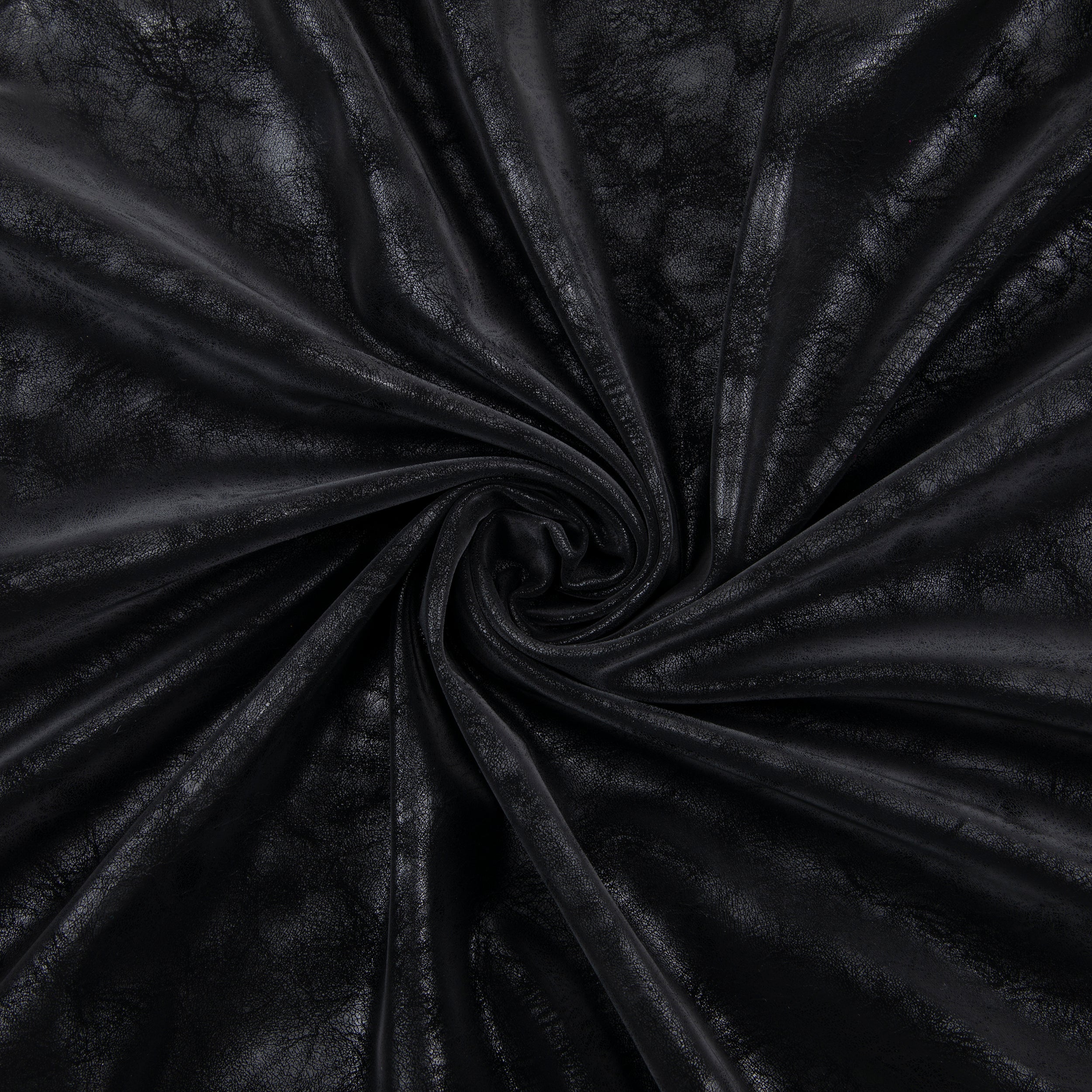 Stretch Pleather Fabric, Distressed Black