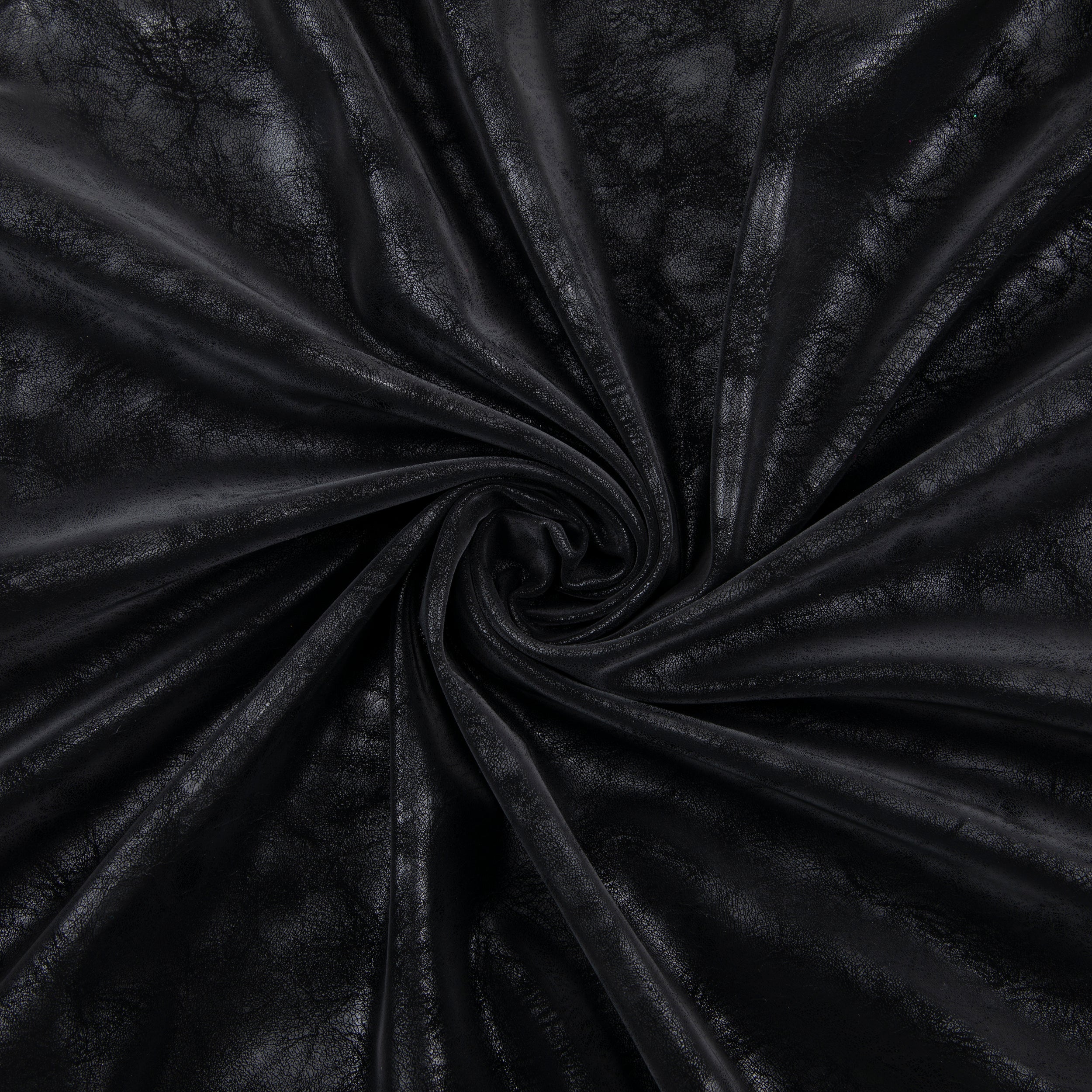 Stretch Pleather Fabric, Distressed Black