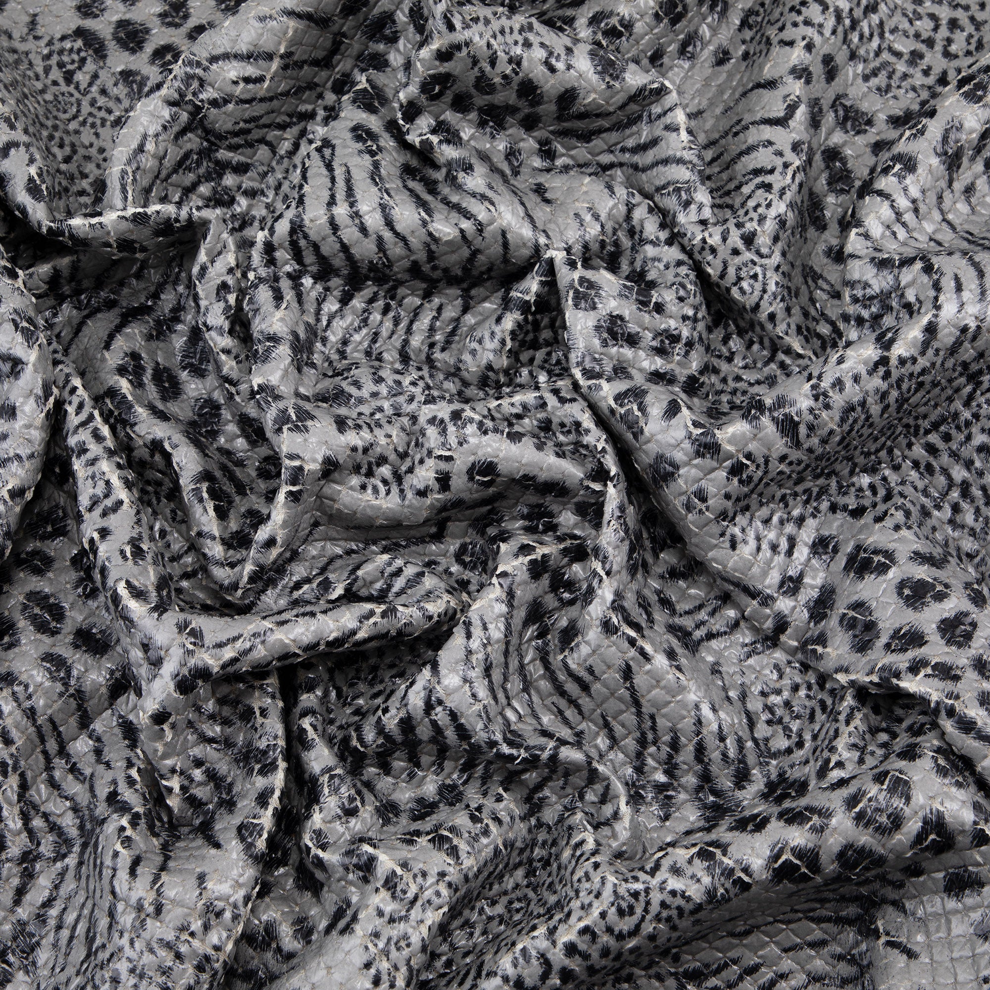 Quilted Fabric, Animal Print, Black and White