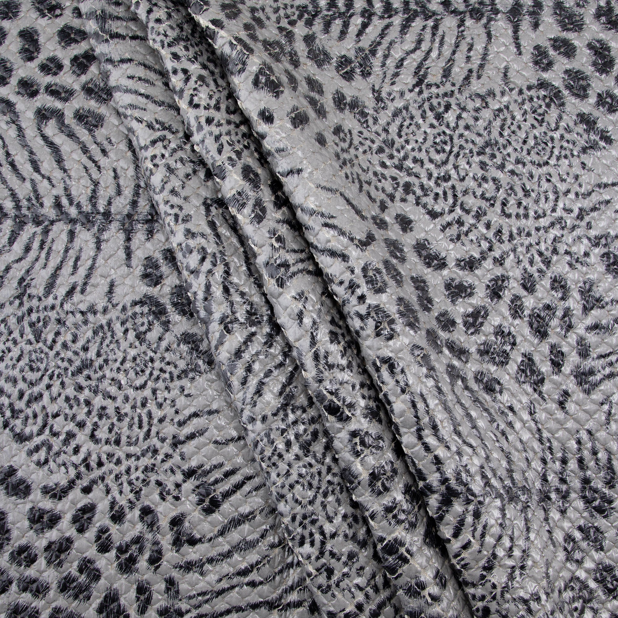 Quilted Fabric, Animal Print, Black and White
