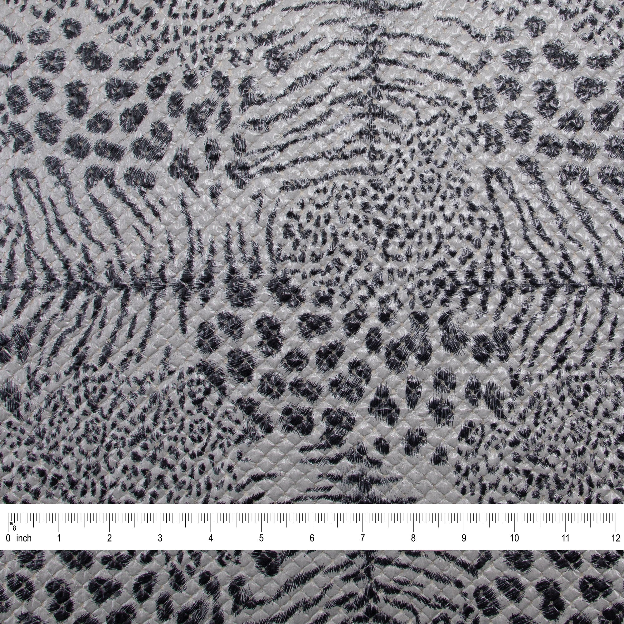 Quilted Fabric, Animal Print, Black and White