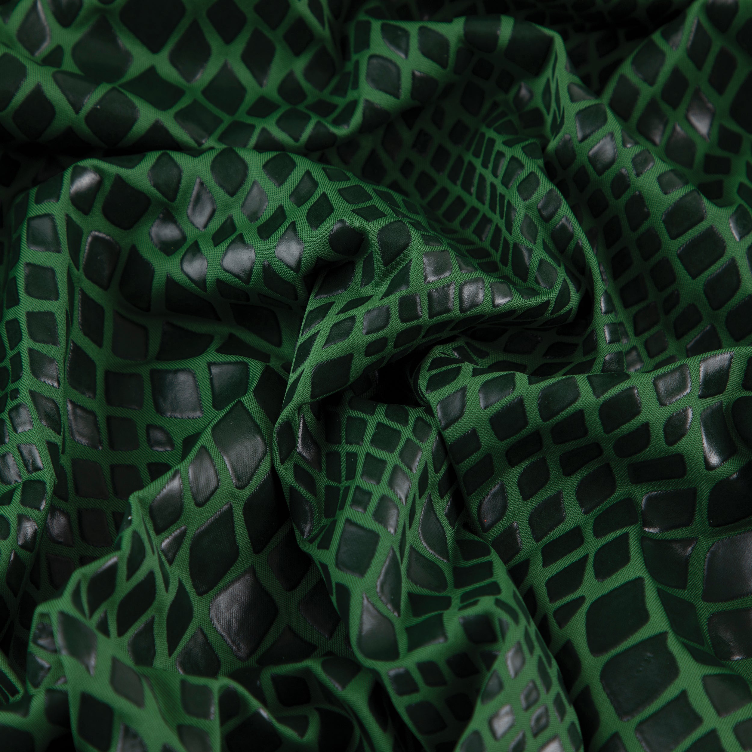 Stretch Fabric, Rubber Python Texture, Green
