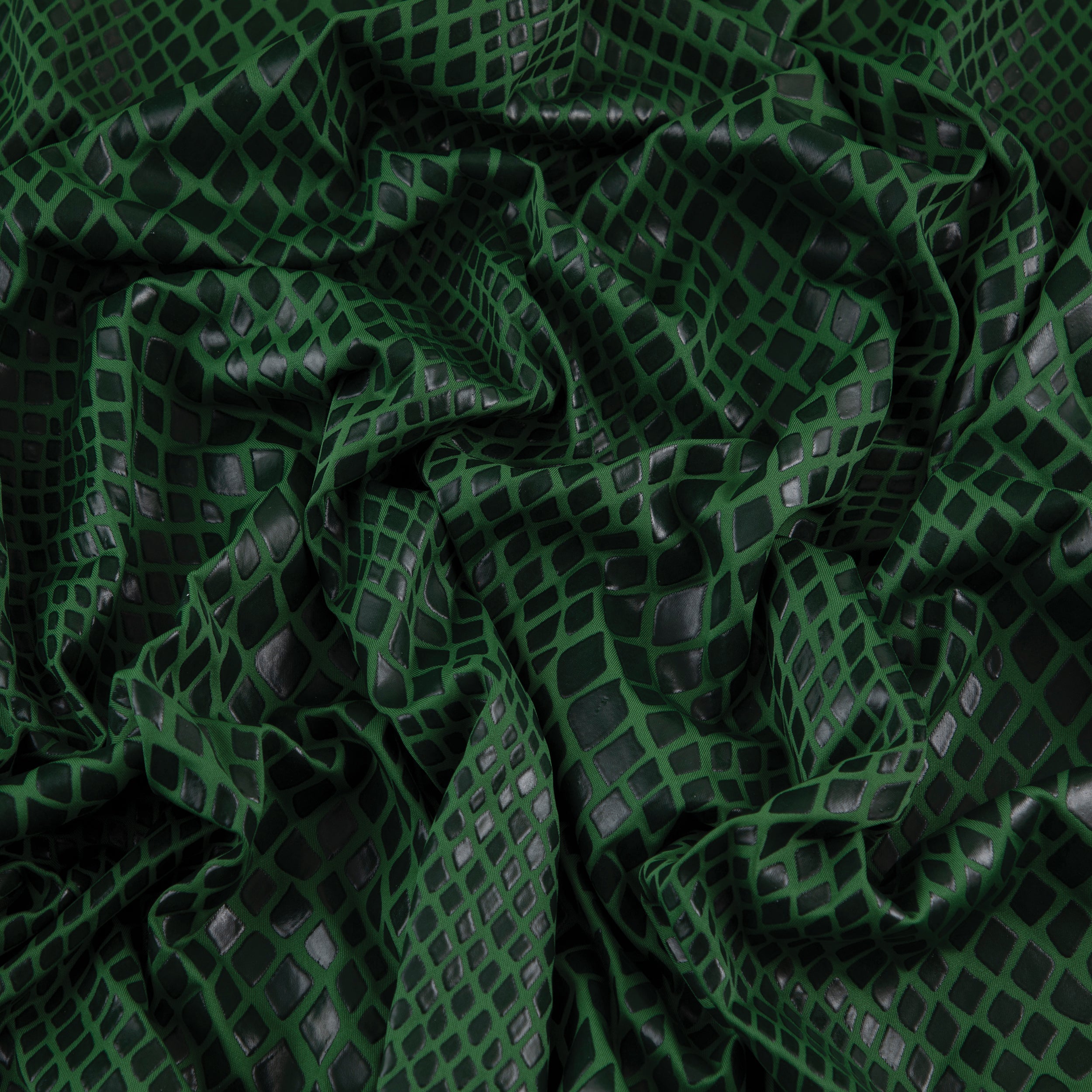Stretch Fabric, Rubber Python Texture, Green