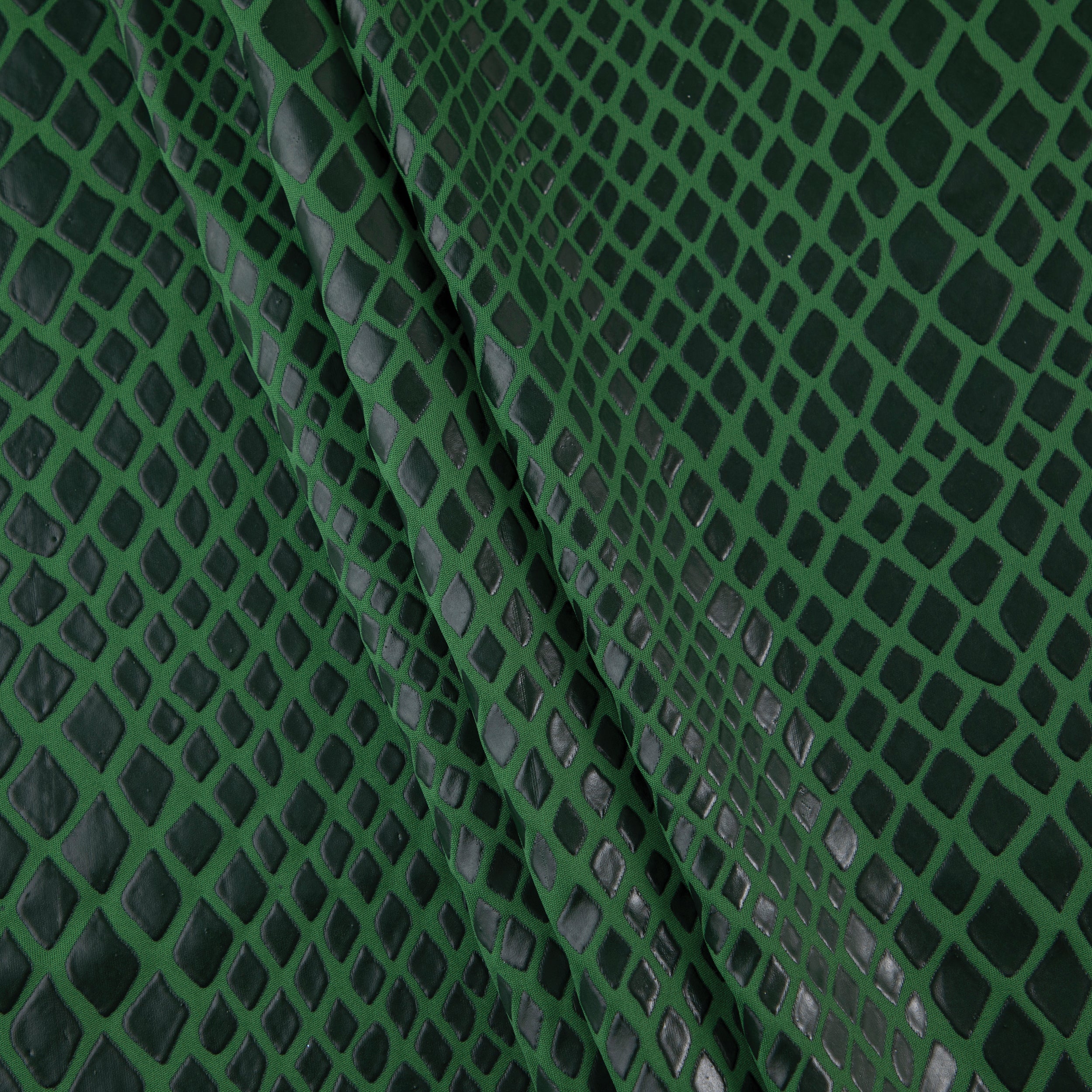 Stretch Fabric, Rubber Python Texture, Green