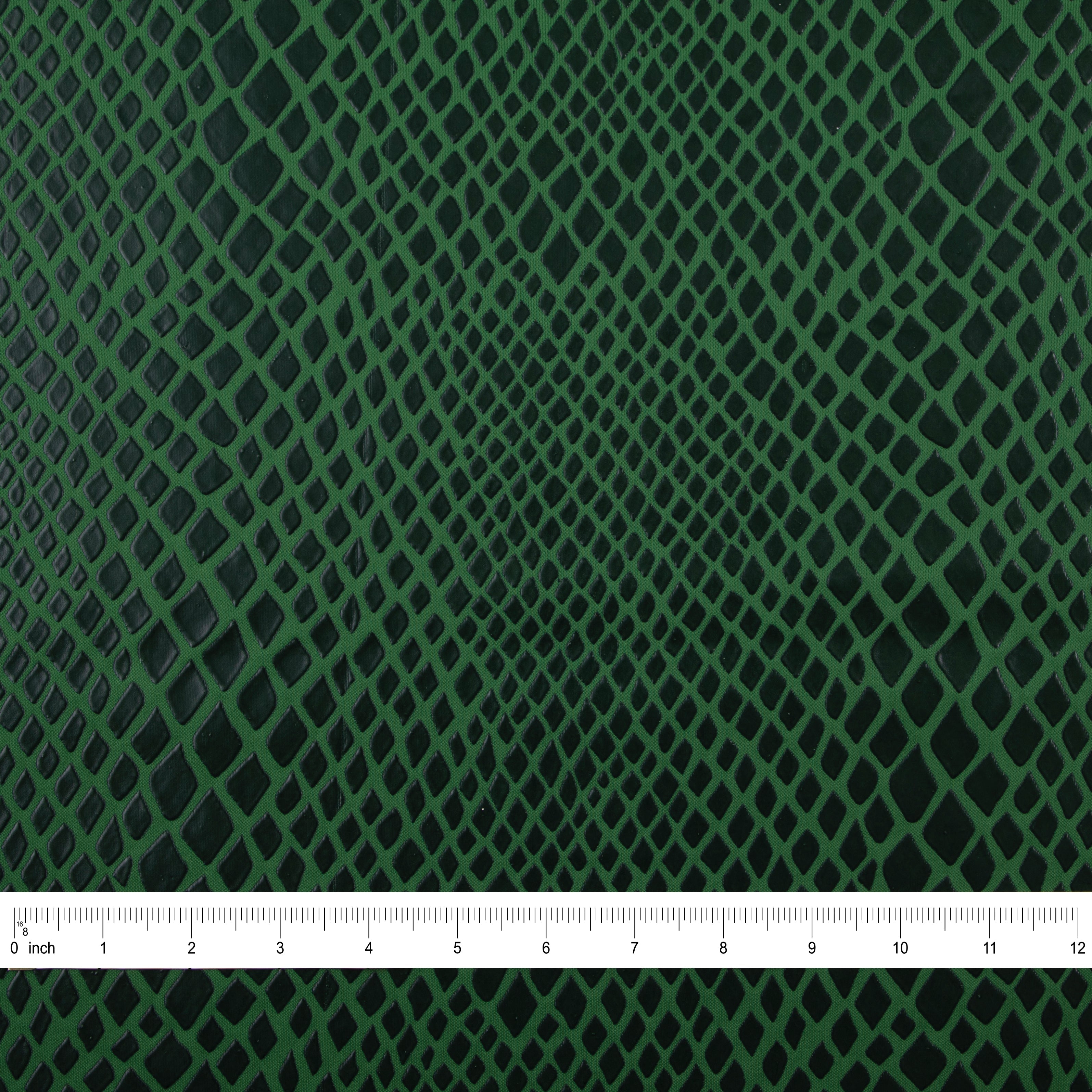 Stretch Fabric, Rubber Python Texture, Green