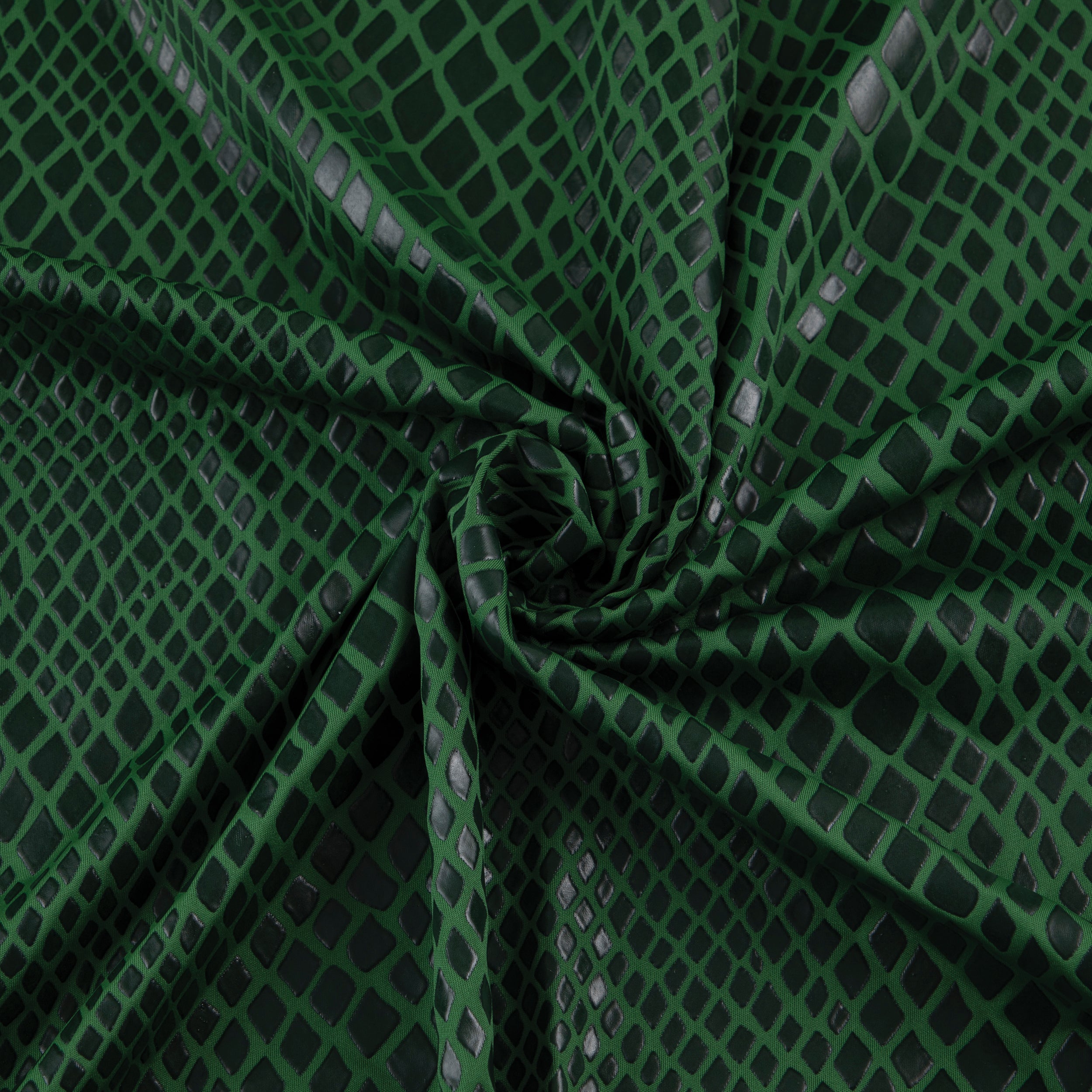 Stretch Fabric, Rubber Python Texture, Green